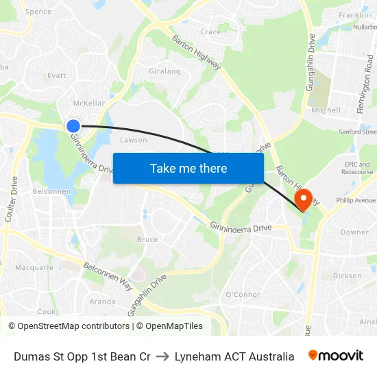 Dumas St Opp 1st Bean Cr to Lyneham ACT Australia map