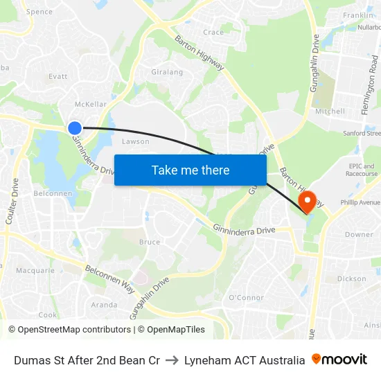 Dumas St After 2nd Bean Cr to Lyneham ACT Australia map