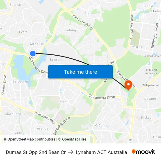 Dumas St Opp 2nd Bean Cr to Lyneham ACT Australia map