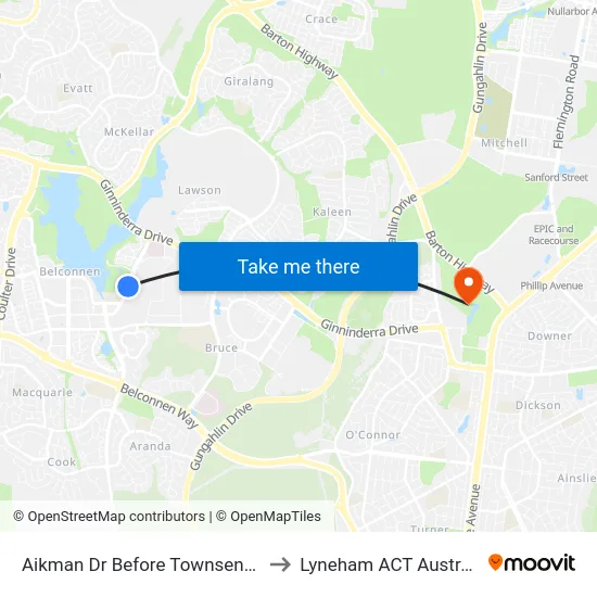 Aikman Dr Before Townsend Pl to Lyneham ACT Australia map