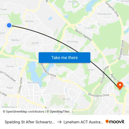 Spalding St After Schwartz Pl to Lyneham ACT Australia map