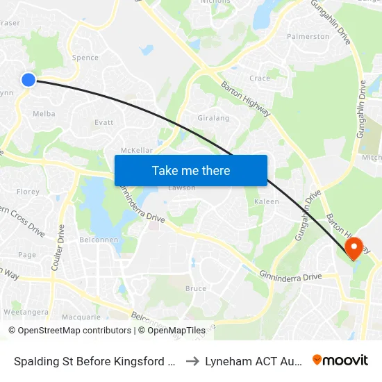Spalding St Before Kingsford Smith Dr to Lyneham ACT Australia map