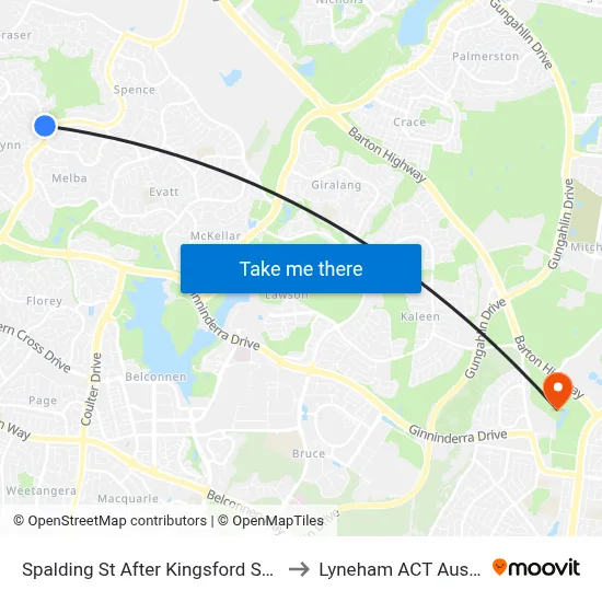 Spalding St After Kingsford Smith Dr to Lyneham ACT Australia map