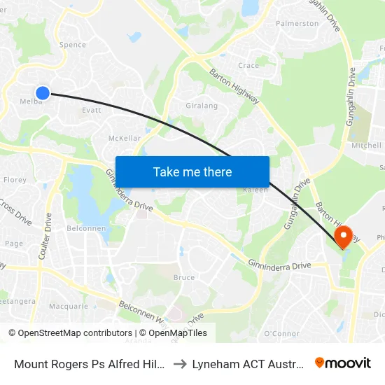 Mount Rogers Ps Alfred Hill Dr to Lyneham ACT Australia map