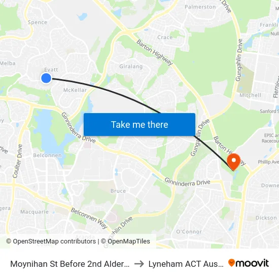Moynihan St Before 2nd Alderman St to Lyneham ACT Australia map