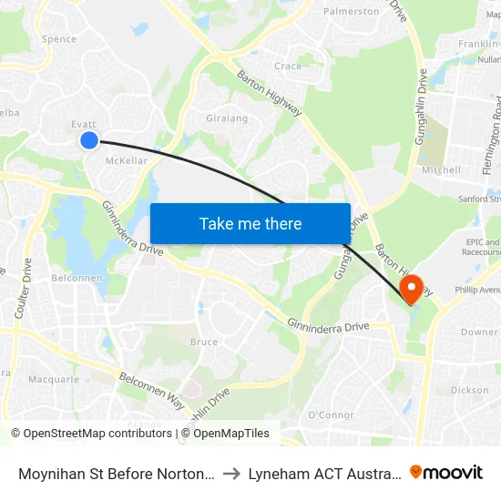 Moynihan St Before Norton St to Lyneham ACT Australia map