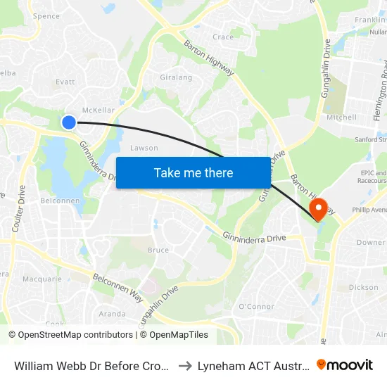 William Webb Dr Before Croke Pl to Lyneham ACT Australia map