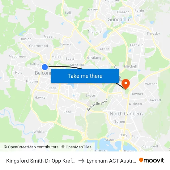 Kingsford Smith Dr Opp Krefft St to Lyneham ACT Australia map
