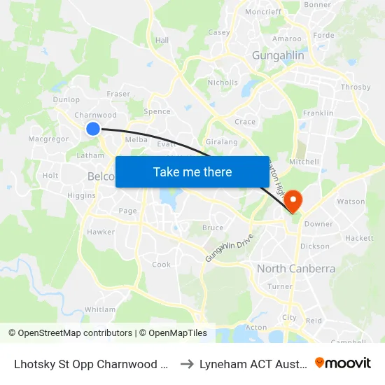 Lhotsky St Opp Charnwood Shops to Lyneham ACT Australia map