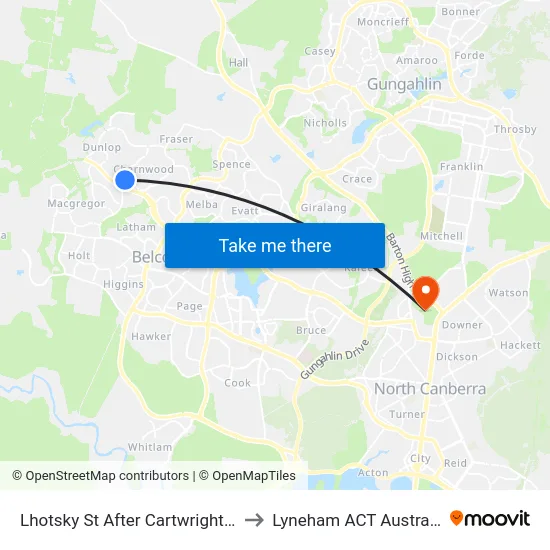 Lhotsky St After Cartwright St to Lyneham ACT Australia map