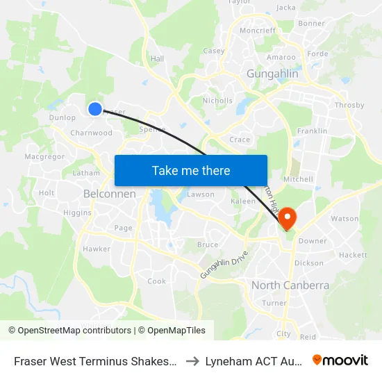 Fraser West Terminus Shakespeare Cr to Lyneham ACT Australia map