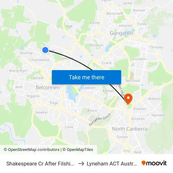 Shakespeare Cr After Filshie Cl to Lyneham ACT Australia map