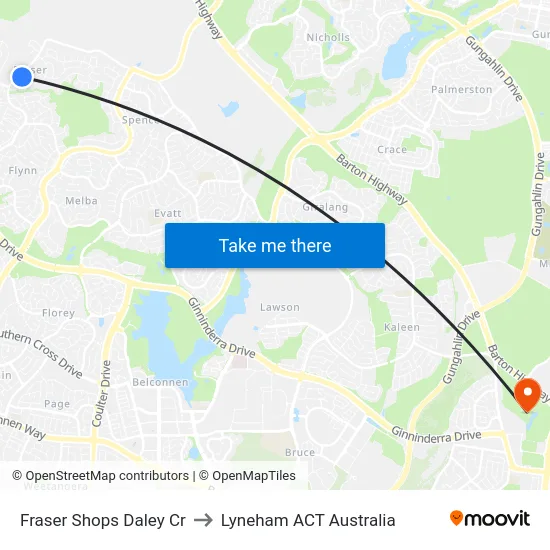Fraser Shops Daley Cr to Lyneham ACT Australia map