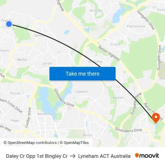 Daley Cr Opp 1st Bingley Cr to Lyneham ACT Australia map