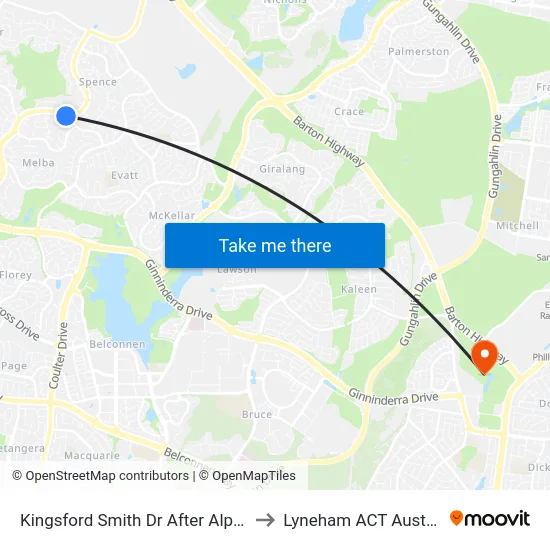 Kingsford Smith Dr After Alpen St to Lyneham ACT Australia map
