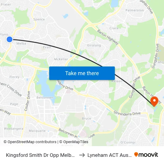 Kingsford Smith Dr Opp Melba Shops to Lyneham ACT Australia map