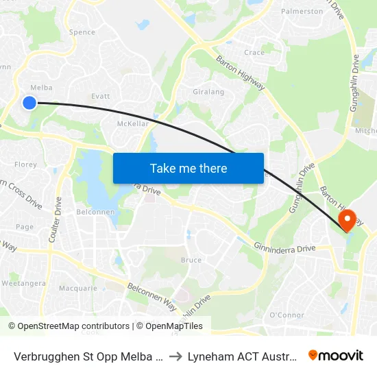 Verbrugghen St Opp Melba Hs to Lyneham ACT Australia map
