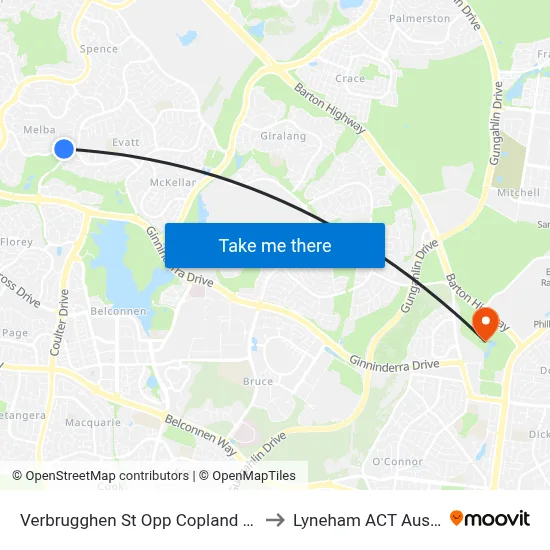 Verbrugghen St Opp Copland College to Lyneham ACT Australia map