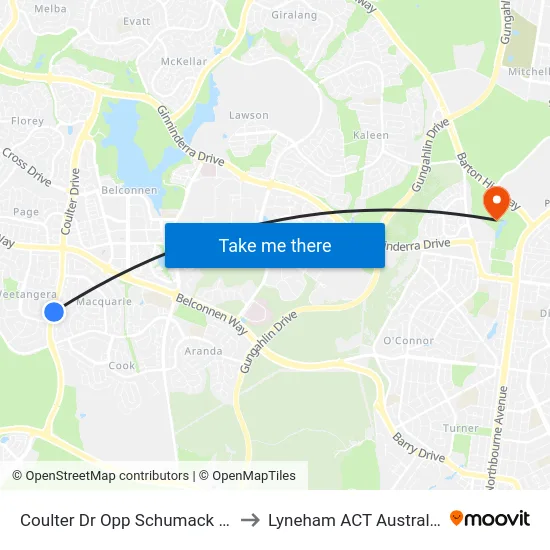Coulter Dr Opp Schumack St to Lyneham ACT Australia map
