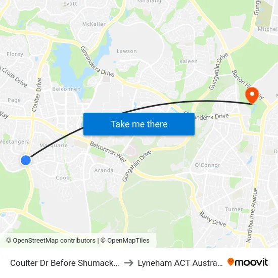 Coulter Dr Before Shumack St to Lyneham ACT Australia map