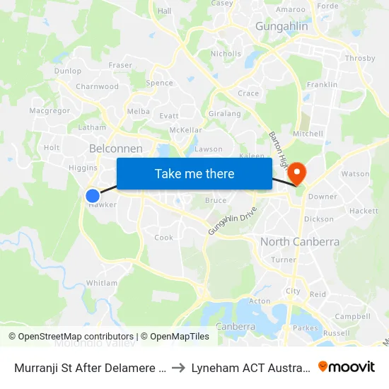Murranji St After Delamere St to Lyneham ACT Australia map
