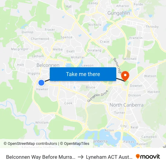 Belconnen Way Before Murranji St to Lyneham ACT Australia map