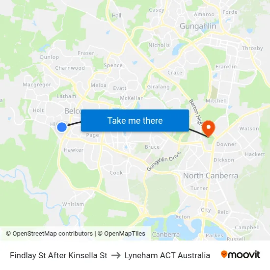 Findlay St After Kinsella St to Lyneham ACT Australia map