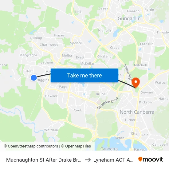 Macnaughton St After Drake Brockman Dr to Lyneham ACT Australia map