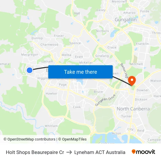 Holt Shops Beaurepaire Cr to Lyneham ACT Australia map