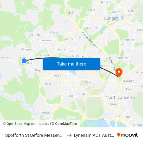 Spofforth St Before Messenger St to Lyneham ACT Australia map