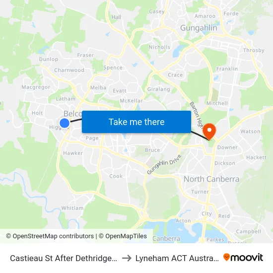 Castieau St After Dethridge St to Lyneham ACT Australia map