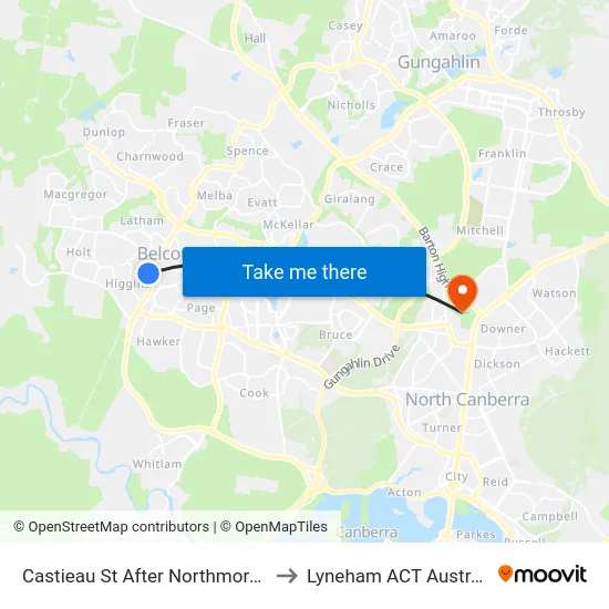 Castieau St After Northmore Cr to Lyneham ACT Australia map