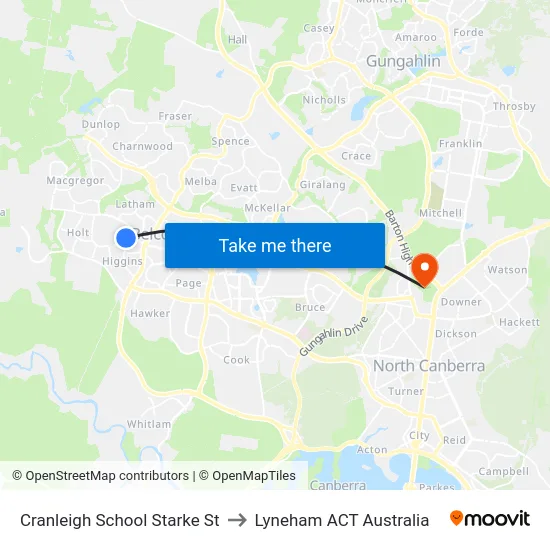 Cranleigh School Starke St to Lyneham ACT Australia map