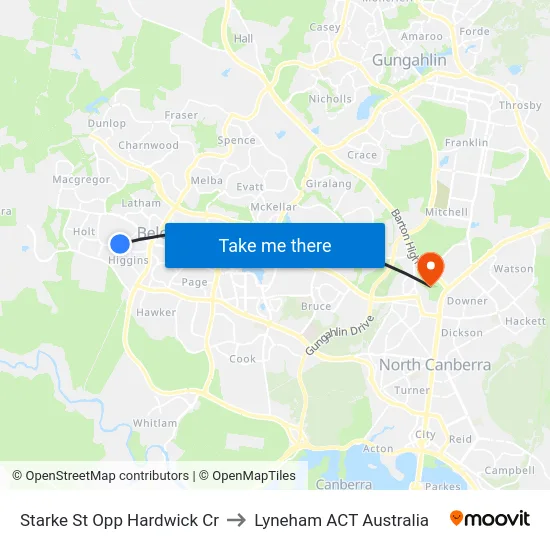 Starke St Opp Hardwick Cr to Lyneham ACT Australia map
