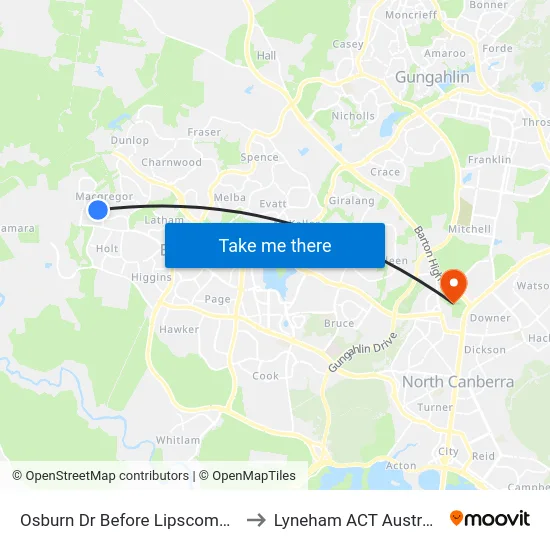 Osburn Dr Before Lipscomb Pl to Lyneham ACT Australia map
