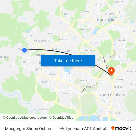 Macgregor Shops Osburn Dr to Lyneham ACT Australia map