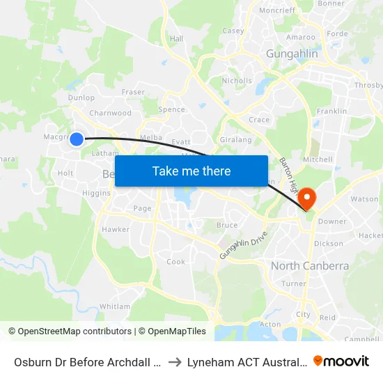 Osburn Dr Before Archdall St to Lyneham ACT Australia map