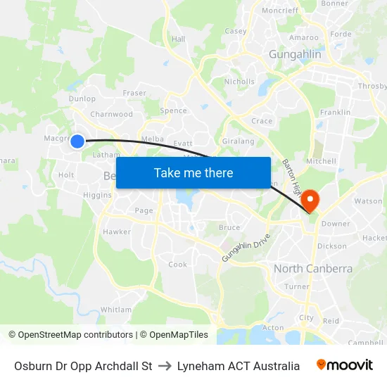 Osburn Dr Opp Archdall St to Lyneham ACT Australia map