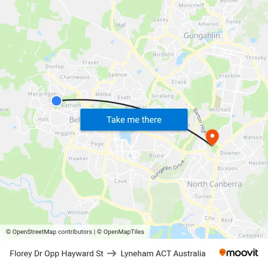 Florey Dr Opp Hayward St to Lyneham ACT Australia map