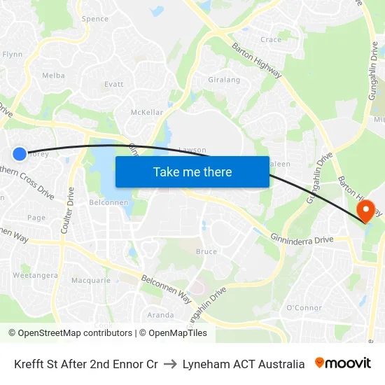Krefft St After 2nd Ennor Cr to Lyneham ACT Australia map