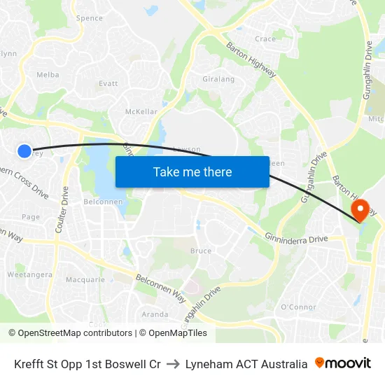 Krefft St Opp 1st Boswell Cr to Lyneham ACT Australia map
