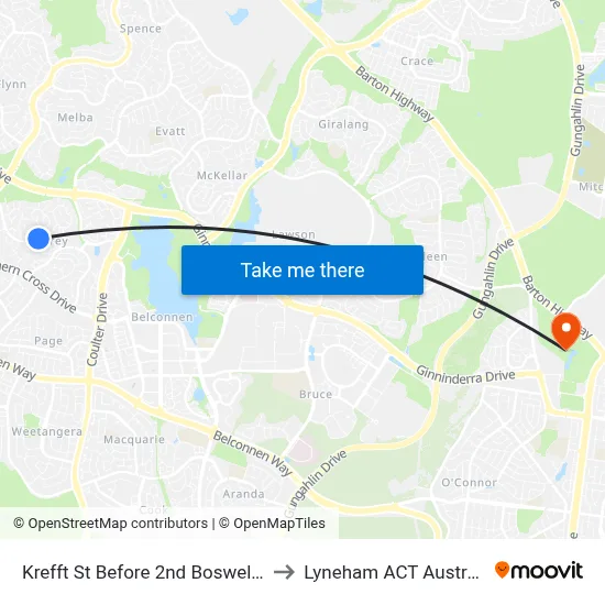 Krefft St Before 2nd Boswell Cr to Lyneham ACT Australia map