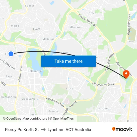 Florey Ps Krefft St to Lyneham ACT Australia map