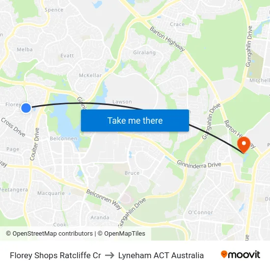 Florey Shops Ratcliffe Cr to Lyneham ACT Australia map