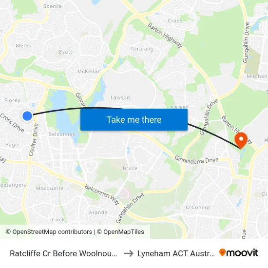 Ratcliffe Cr Before Woolnough St to Lyneham ACT Australia map