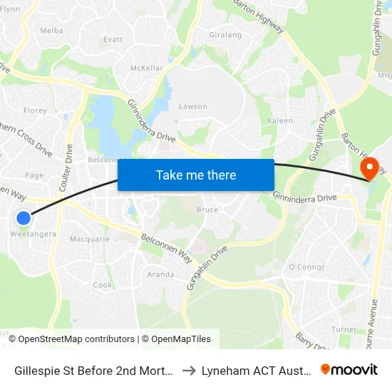 Gillespie St Before 2nd Morton St to Lyneham ACT Australia map
