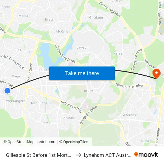 Gillespie St Before 1st Morton St to Lyneham ACT Australia map
