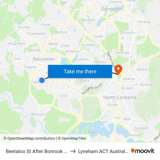 Beetaloo St After Bonrook St to Lyneham ACT Australia map