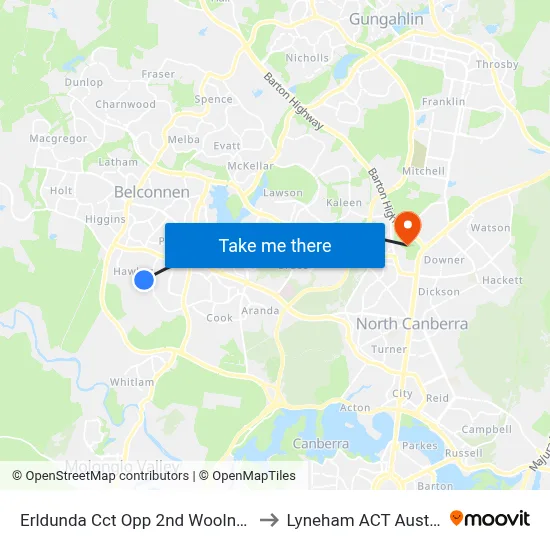 Erldunda Cct Opp 2nd Woolner Cct to Lyneham ACT Australia map