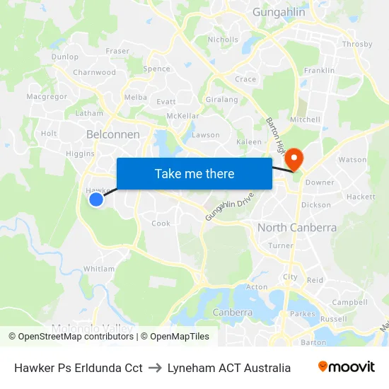 Hawker Ps Erldunda Cct to Lyneham ACT Australia map